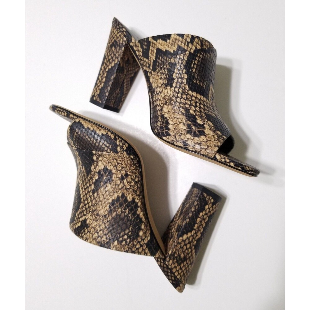 NIB Vince Heath Snake Print Leather Block Heel Sandal Mule Slide Senegal - Picture 8 of 16